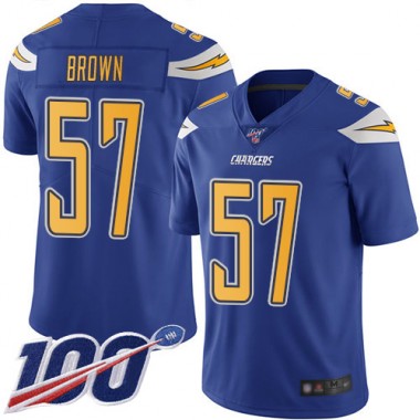 Los Angeles Chargers NFL Football Jatavis Brown Electric Blue Jersey Youth Limited  #57 100th Season Rush Vapor Untouchable->youth nfl jersey->Youth Jersey
